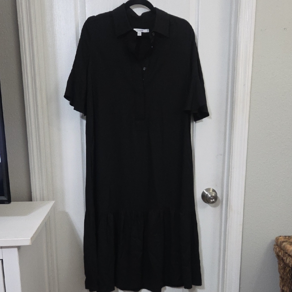 Chico's Black Midi Dress with Collar